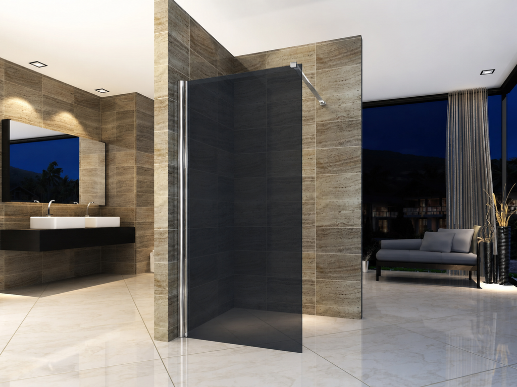 Douchewand Inloopdouche rook glas 160 x 200