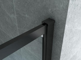 ALONI INLOOPDOUCHE MET RASTER DECOR - 1400 X 2000MM - MAT ZWART - HELDER GLAS