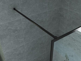 ALONI INLOOPDOUCHE MET RASTER DECOR - 800 X 2000MM - MAT ZWART - HELDER GLAS