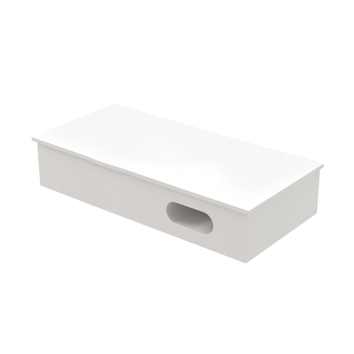 SOLID SURFACE WASTAFEL MET HANDDOEK UITSPARING (80X35X15CM) - MAT ZWART