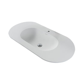 BEGONIA WASTAFEL - 1 WASBAK - MET OVERLOOP - 1 KRAANGAT - KUNSTMARMER - 100X1,2X52,5 CM - MAT WIT